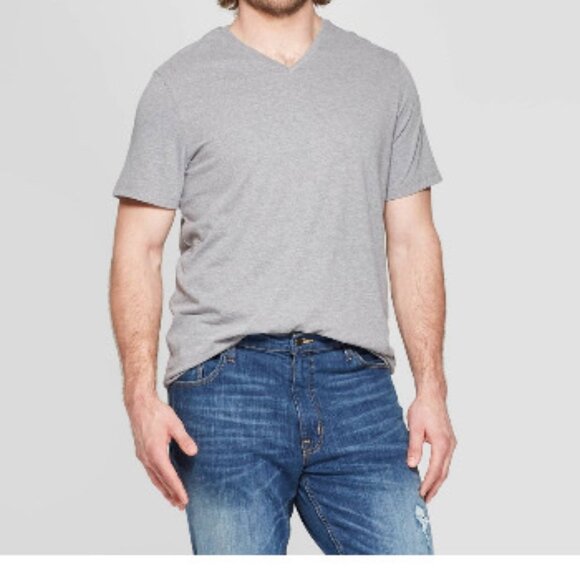 762-763 MENS 5XL GRAY V-NECK TEE BY GOODFELLOW - Picture 1 of 1